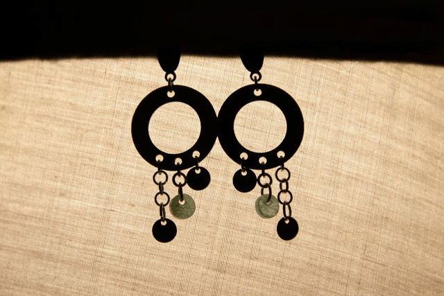 "L'Amazone Bohème" / Boucles d’oreilles asymétriques amazonite et acier inoxydable