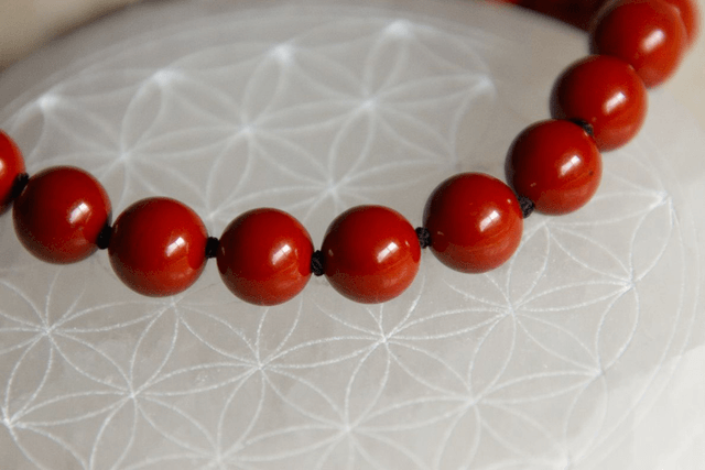 (M-L) Jaspe rouge / Bracelet coulissant inox et fil de soie