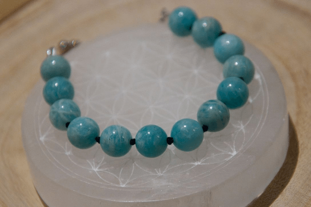 (XS-S) Amazonite / Bracelet coulissant inox et fil de soie