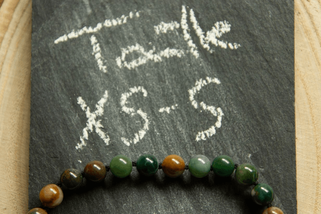 (XS-S) Agate indienne / Bracelet coulissant inox et fil de soie