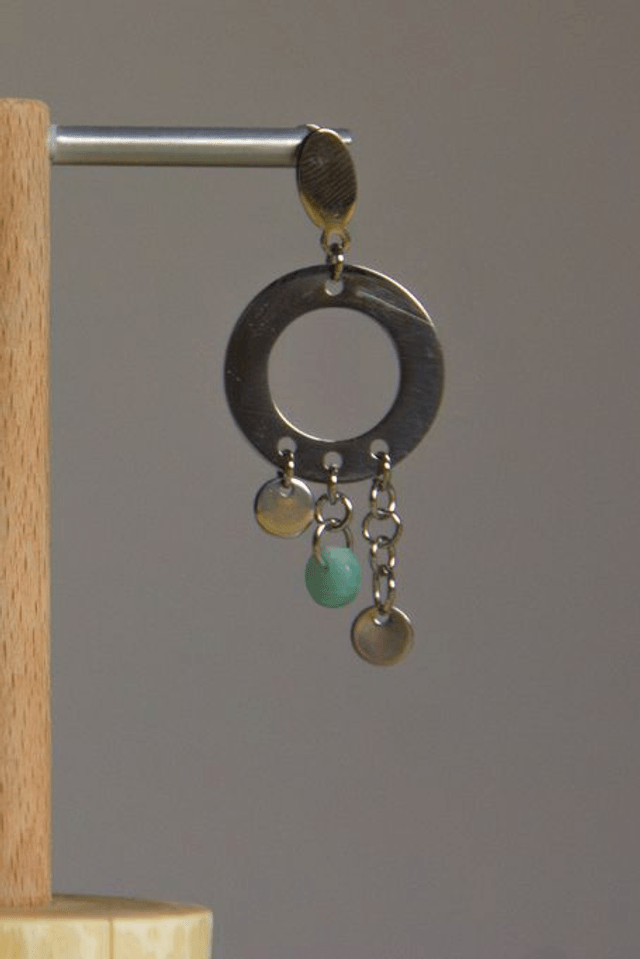 "L'Amazone Bohème" / Boucles d’oreilles asymétriques amazonite et acier inoxydable