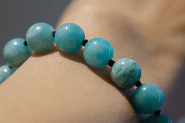 (XS-S) Amazonite / Bracelet coulissant inox et fil de soie
