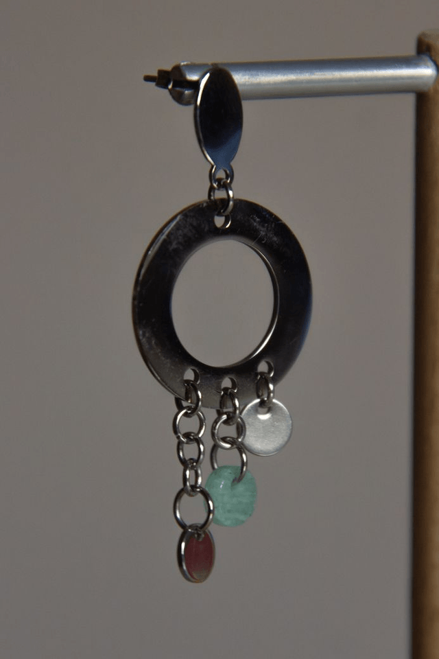 "L'Amazone Bohème" / Boucles d’oreilles asymétriques amazonite et acier inoxydable